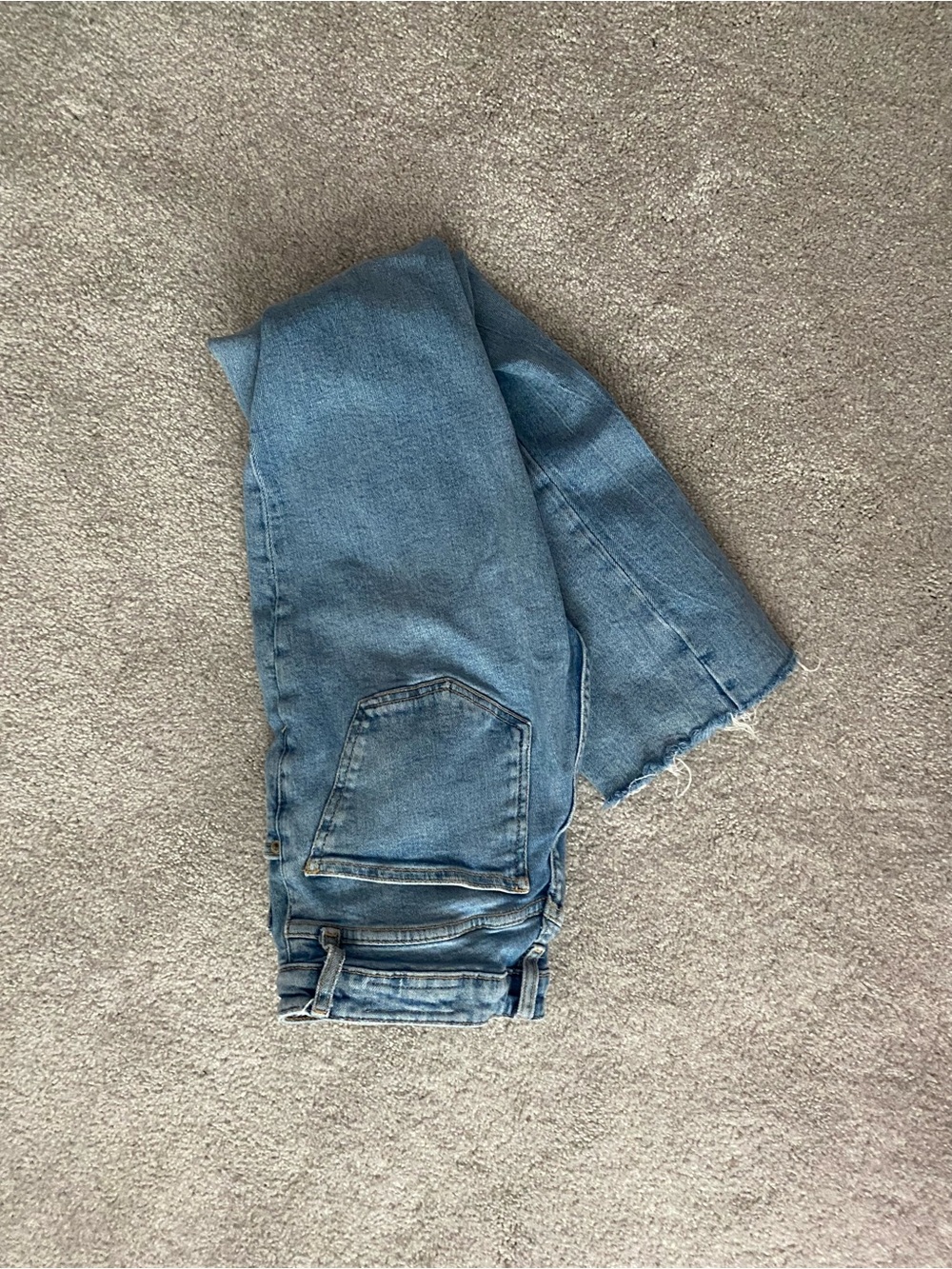Zara Medium Blue Cropped Straight-Leg Jeans